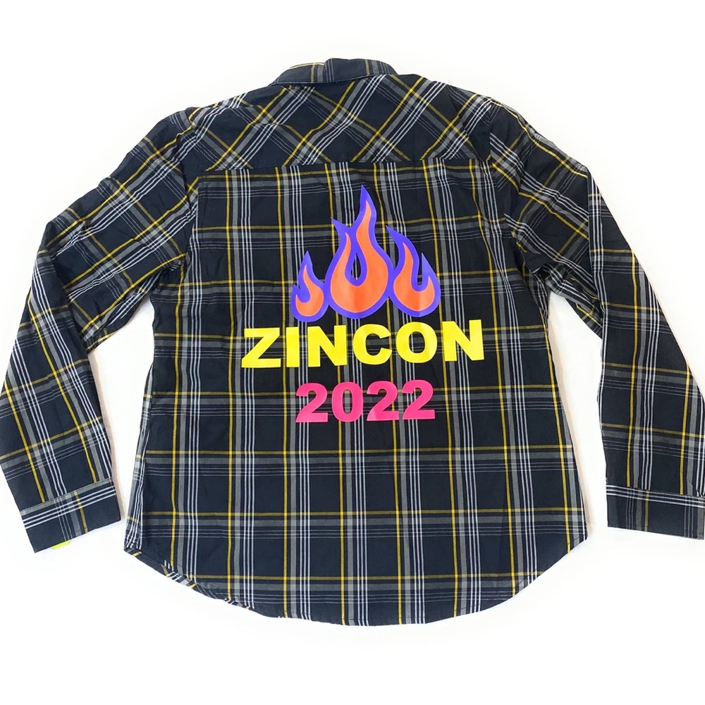 NWT Exclusive Zumba ZINCON2022 Unisex Botton Up Checker Shirt Sz S